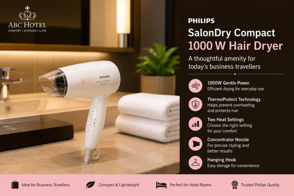 Philips SalonDry Compact 1000W Hair Dryer for Business Hotels